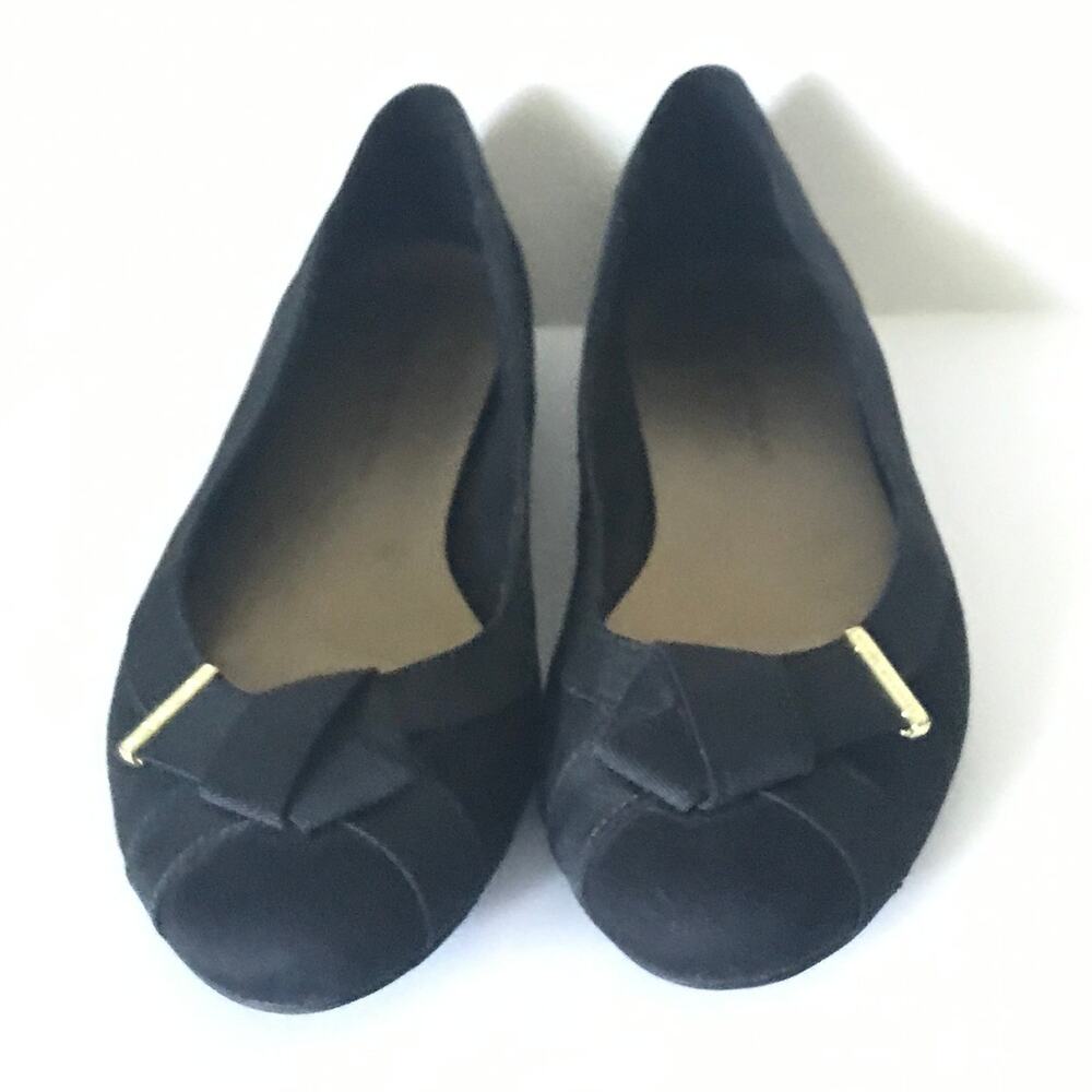 Christian Siriano Size Nine Womens Shoes Flats Black Faux Suede Gold Accent 9